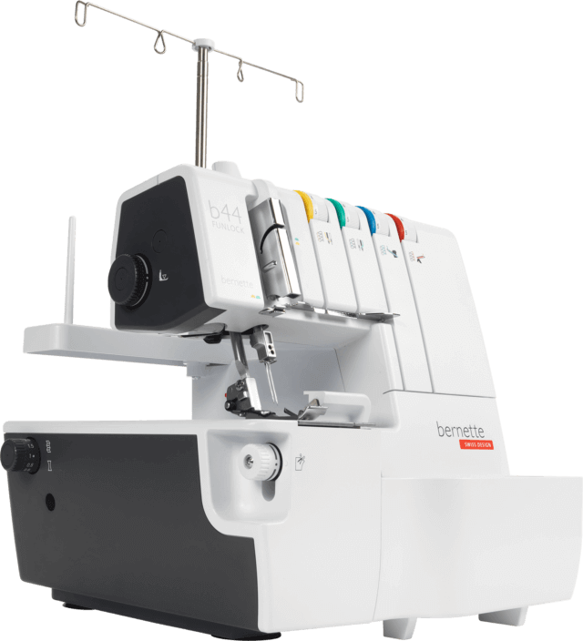 Exact official bernette 44 FUNLOCK manufacturer image; the view identifies the machine but does not show every standard accessory. Photo-versus-render method is not disclosed.