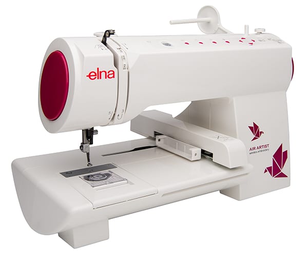 Official Elna Air Artist product image. The maker does not disclose photo versus render; accessories are not all pictured as supplied.