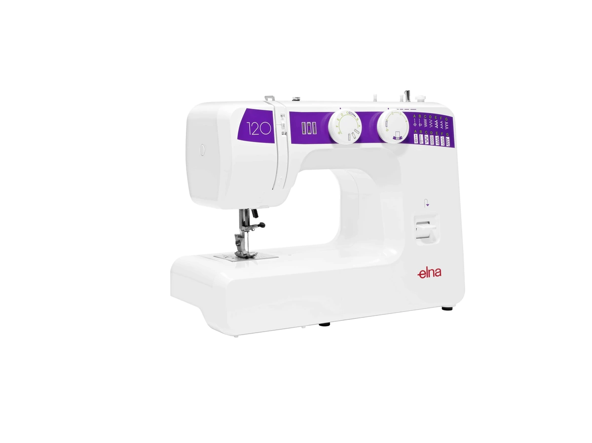 Official Elna eXplore 120 product image; included and optional accessories are not all shown.