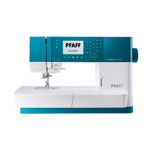 Exact official PFAFF ambition 620 product image. The machine marking identifies the model; the image does not verify package contents, and the manufacturer does not state photo-versus-render provenance.