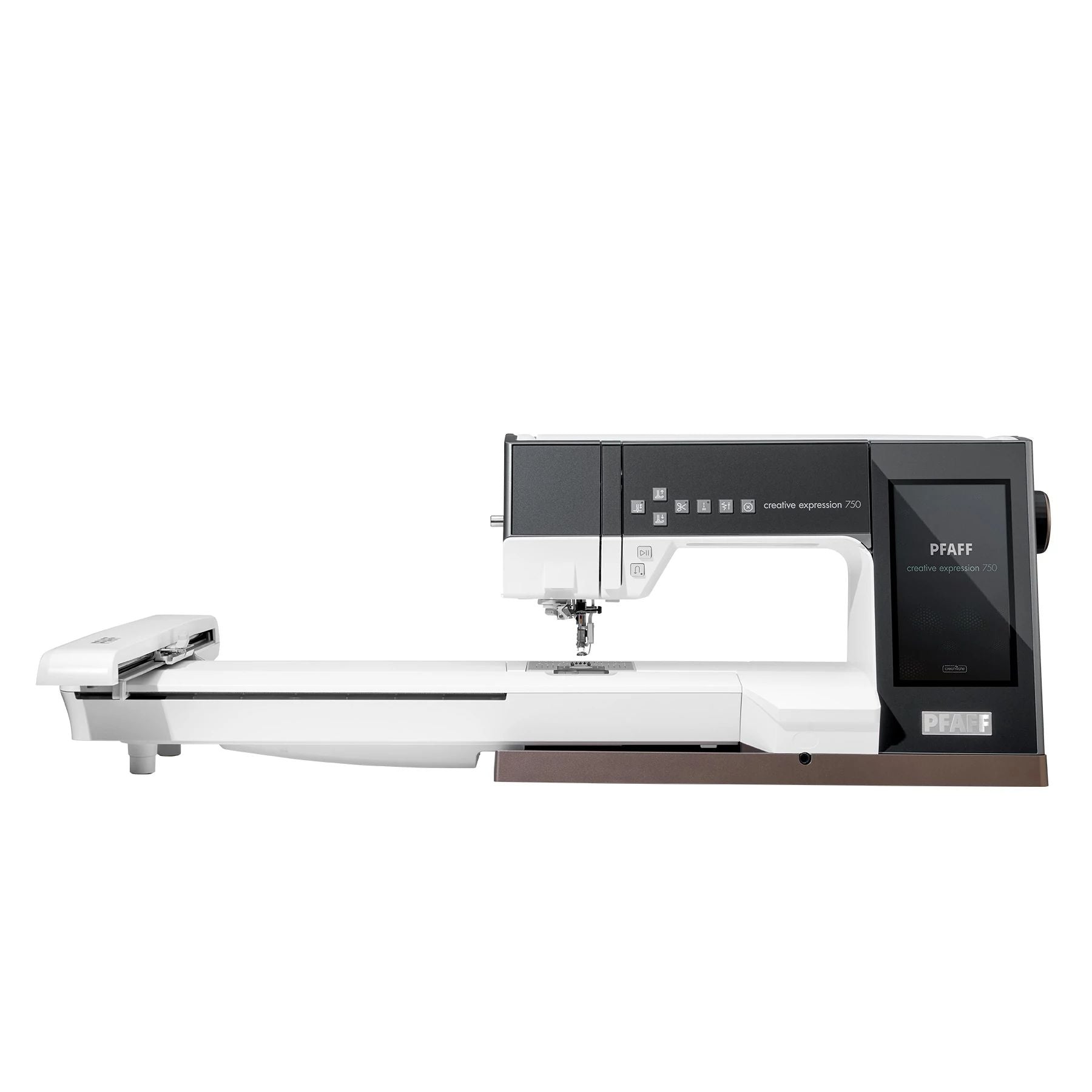 Official PFAFF creative expression 750 sewing-and-embroidery machine product image; image provenance as photograph or render is not stated.