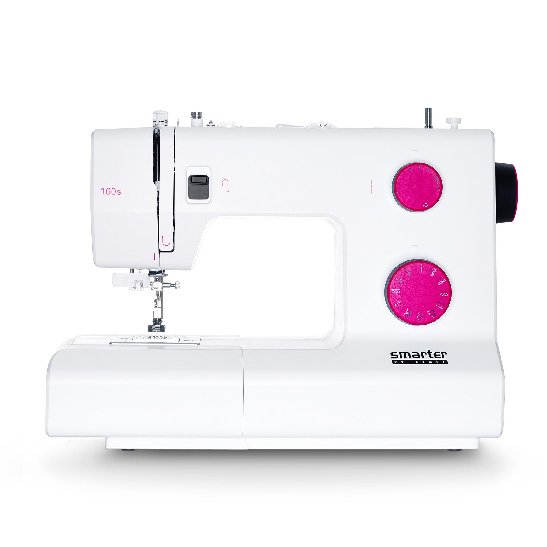 Official SMARTER BY PFAFF 160s front-view listing image; package extras and photo-versus-render method are not established.